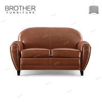 Best selling products in uk Low seat smooth brown 2 seaters sofa leather living room