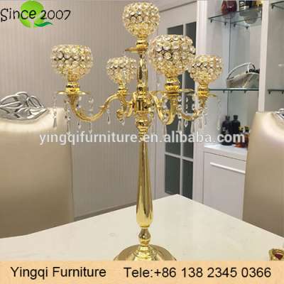 5-Arms Golden Candelaras for Wedding